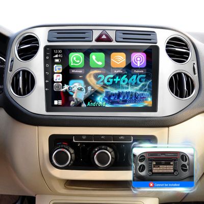 [2+64] Volxcereo Car Radio for VW Tiguan 2010-2015, 9 inch Android Touchscreen Tiguan Stereo with Carplay/Android Auto, GPS Navigation, WiFi, Built-in Bluetooth, SWC, FM/RDS