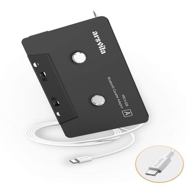 Car Audio aux Cassette Adapter and a Type C to 3.5mm Audio Aux Jack Adapte