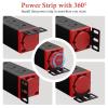 10 inch Rack Mount Power Strips PDU 4 Outlets with Surge Protection & Overload On Off Switch, 1U RackMount Power Strip with 6ft Cord for 10'' Mini Server Network Cabinets/Rack/Self, Black Red view 2