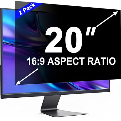 [2 Pack] 20 Inch Computer Privacy Screen for 16:9 Aspect Ratio Widescreen Monitor, Eye Protection Anti Glare Blue Light Computer Monitor Privacy Filter, Removable Anti-Scratch 20in Protector Film