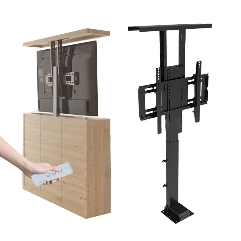 ZJXANOZ Electric TV Lift Stand - Motorized Adjustable TV Mount Bracket - Telescopic Lift for TVs 42-65in, Up to 60kg, Hidden in Cabinet, Fast Travel Under 40 Seconds