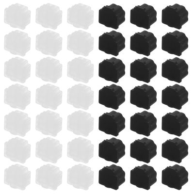 PATIKIL RJ11 Port Anti Port Anti Dust Cover Cap, 50pcs RJ11 Dustproof Plug Soft Silicone Protector for Computer Switch Router Network Interface Card, Black Clear
