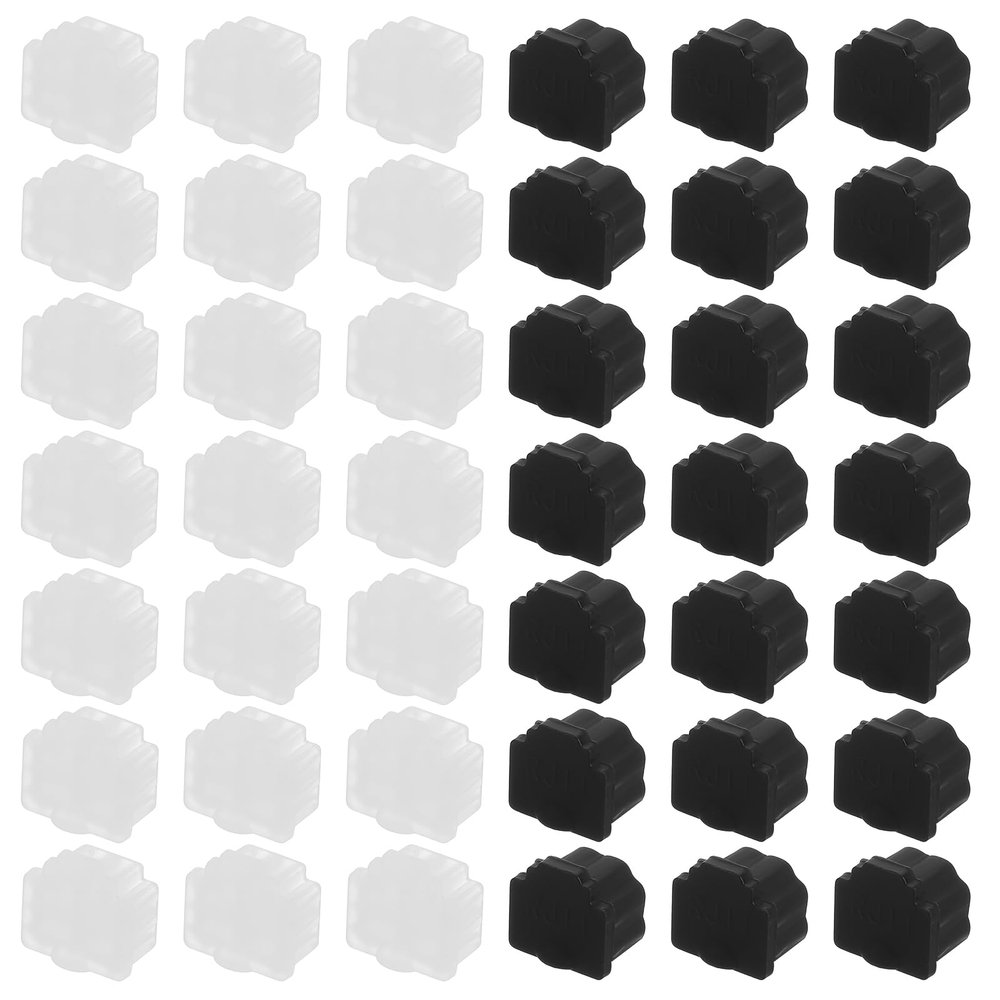 PATIKIL RJ11 Port Anti Port Anti Dust Cover Cap, 50pcs RJ11 Dustproof Plug Soft Silicone Protector for Computer Switch Router Network Interface Card, Black Clear