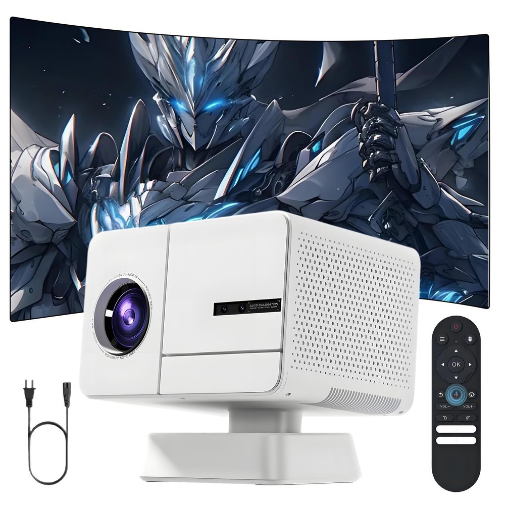 P50 Portable Smart Projector with WIFI and Bluetooth, Mini Video Projector with 400 ANSI, 1080P, Android 11 Wireless Projector for Bedroom, Home Theater, Outdoor, Office, 30 Adjustable Angle (White)