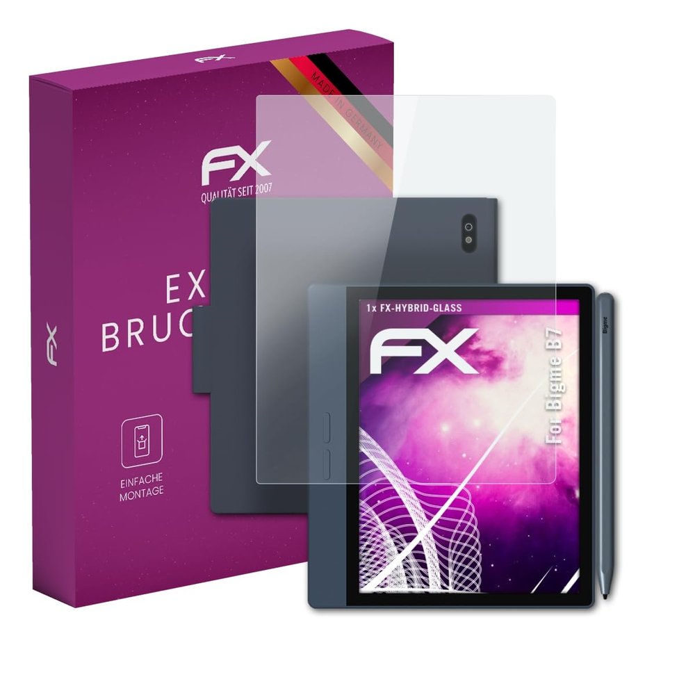 atFoliX Plastic Glass Protective Film compatible with Bigme B7, 9H Hybrid-Glass FX Screen Protector