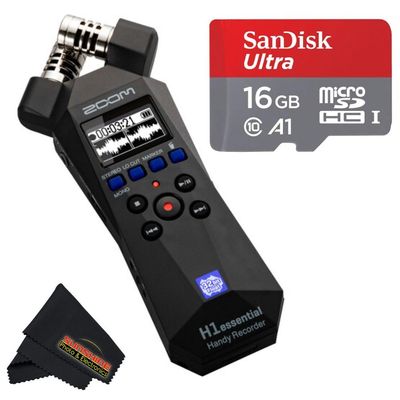 Zoom H1essential 2-Track 32-Bit Float Portable Audio Recorder with Sunshine Photo Accessories Bundles... (H1essential - Basic Bundle)
