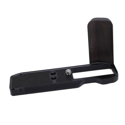 POENVFPO L Shape Handgrip for Arca, X M5 Retro Grip Wooden Side Handle Grip Fast Release Plate Aluminum Alloy L Shape Bracket (Black)