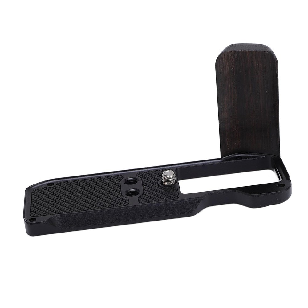 POENVFPO L Shape Handgrip for Arca, X M5 Retro Grip Wooden Side Handle Grip Fast Release Plate Aluminum Alloy L Shape Bracket (Black)