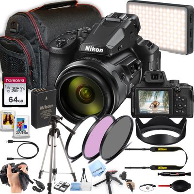 Nikon COOLPIX P950 Digital Camera 24-2000mm Zoom | 83x,16 MP 4K Video + 64GB Memory, Case, Gripster Tripod, Filters, LED Video Light and More (28pc Camera Bundle) (Renewed)