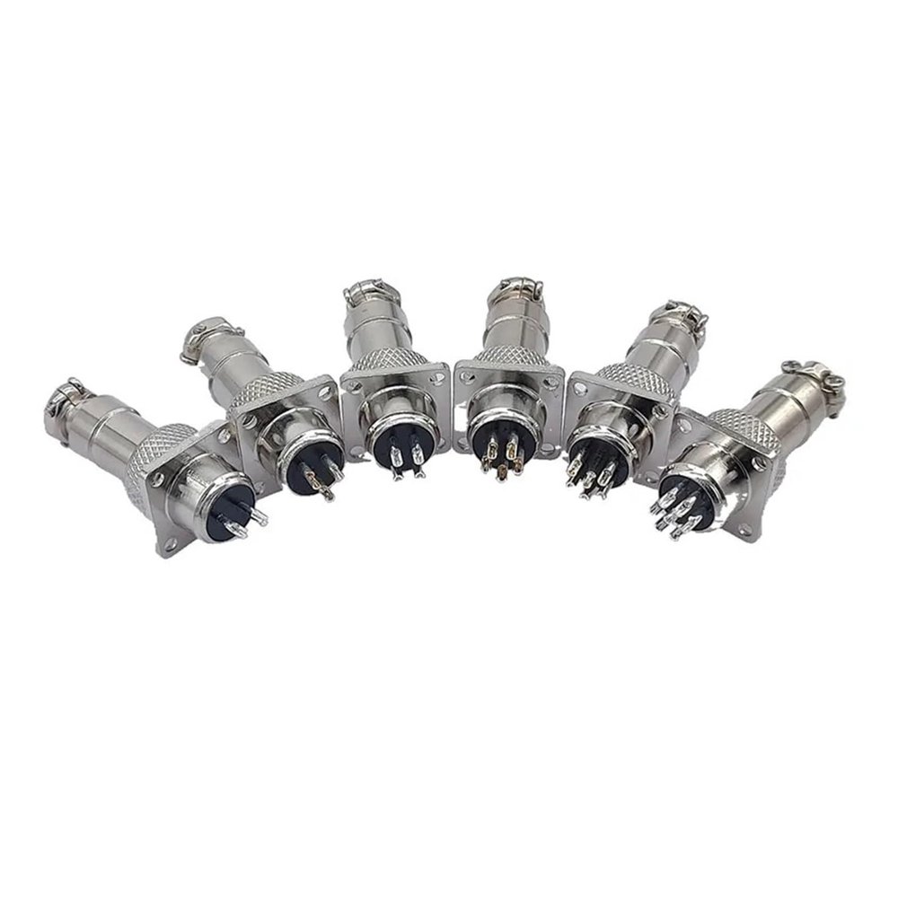 BHUPWZE 5PCS GX12 Connector Square Flange 2pin3pin4pin5pin6pin7pin Diam 12mm Push-Pull Circular Quick(Sky Blue)