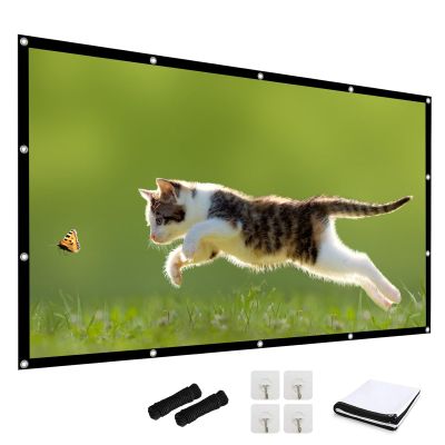 60-300 inch Portable Projection Screens, 2 Sided 16:9 Foldable Anti-Crease Projector Movies Screens for Camping Party, Home Theater, Office(300in(663x373cm))