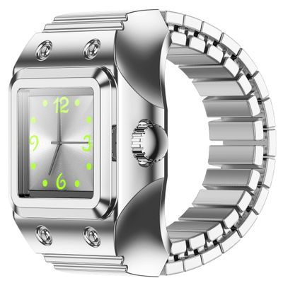 CNBRO Finger Watch Smart Rings for Men Women Stretchy Elastic Band Heart Rate Monitor Sleep Tracker Pedometer Step Counter Calories Waterproof Dressy Creative Unique Fitness Ring Clock