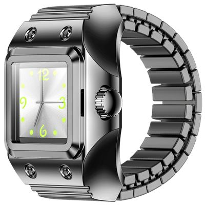 CNBRO Finger Watch Smart Rings for Men Women Stretchy Elastic Band Heart Rate Monitor Sleep Tracker Pedometer Step Counter Calories Waterproof Dressy Creative Unique Fitness Ring Clock