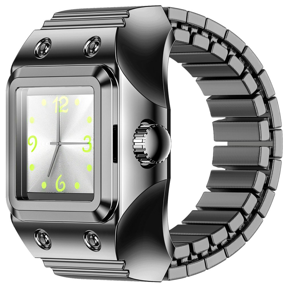 CNBRO Finger Watch Smart Rings for Men Women Stretchy Elastic Band Heart Rate Monitor Sleep Tracker Pedometer Step Counter Calories Waterproof Dressy Creative Unique Fitness Ring Clock