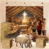 10 Pcs Christmas Nativity Scene Decorations Nativity Stable Manger Scene Backdrop 8 x 6 ft Birth of Jesus Banner Hay Bales Box Manger Animal Cardboard for Holy Family Farm Christian Pageant Photo Prop view 4