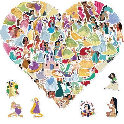 100PCS Disney Cartoon Princess Stickers for Water Bottles Laptop Luggage, Cute Stickers for Adults Teens Waterproof Vinyl Decals (H)