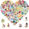 100PCS Disney Cartoon Princess Stickers for Water Bottles Laptop Luggage, Cute Stickers for Adults Teens Waterproof Vinyl Decals (H) view 1