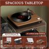 3-Tier Mid-Century Modern Record Player Stand Wood & Acrylic Turntable Storage Table with 4 Vinyl Cubes for Living Room Space Saver(Brown) view 4