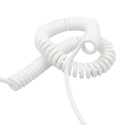 ACFFVBW Coiled Extension Cord, 0.15mm Square Spiral Telescopic Wire 8 Core 26AWG White Spring Cable Stretch 1 Meter to 15 Meters Spring Cable Spiral Extension(Stretch 6 Meter)