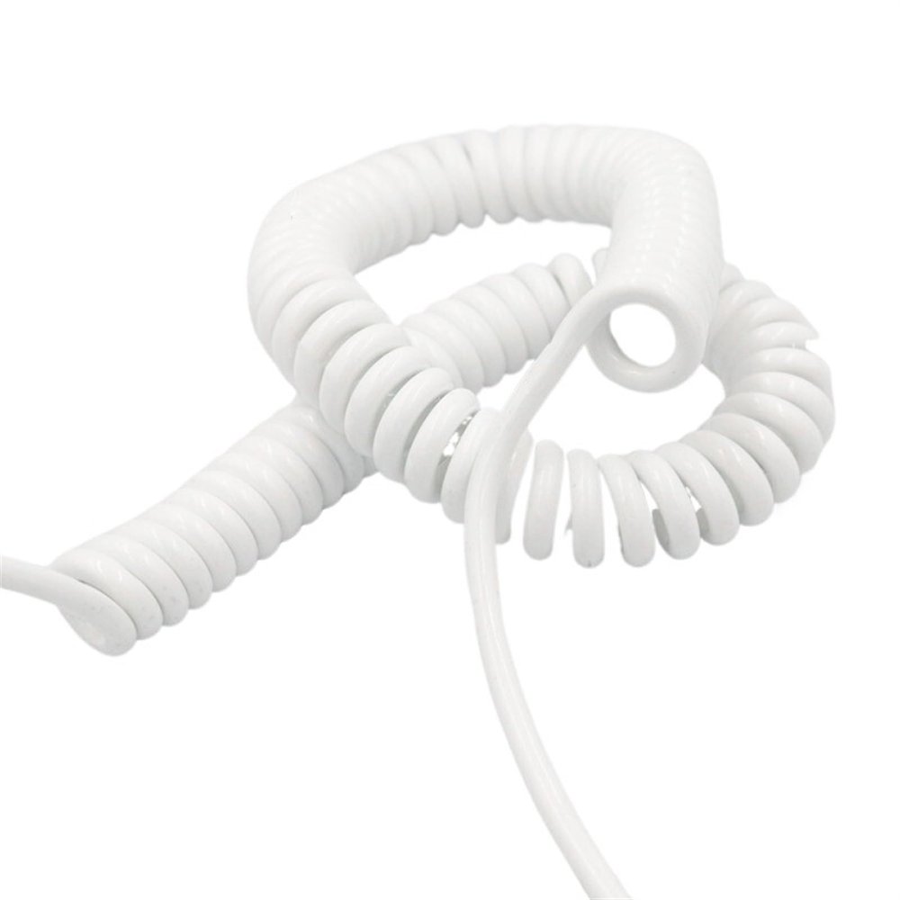 ACFFVBW Coiled Extension Cord, 0.15mm Square Spiral Telescopic Wire 8 Core 26AWG White Spring Cable Stretch 1 Meter to 15 Meters Spring Cable Spiral Extension(Stretch 6 Meter)