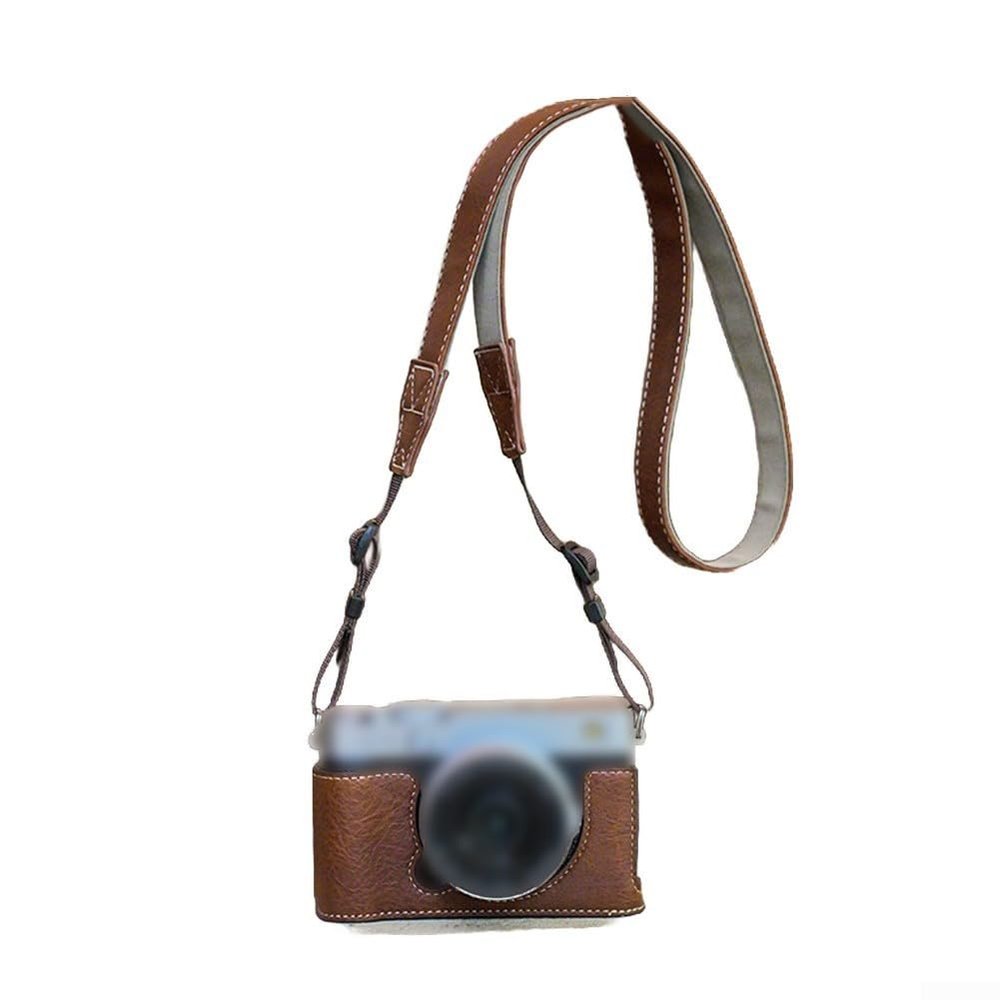 Camera Half Case, Compact Protective PU Leather Cover With Shoulder Strap For Fuji XE5 Camera Design In Brown & Green For Daily Use(brown)