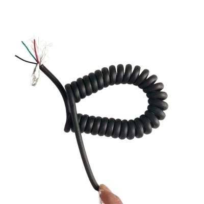 ACFFVBW Coiled Extension Cord, 6 Core 22AWG Spiral Telescopic Wire Shielded Cable Stretch 1-12 Meters Matte Surface Spring Spiral Extension(Stretch 7 Meter)