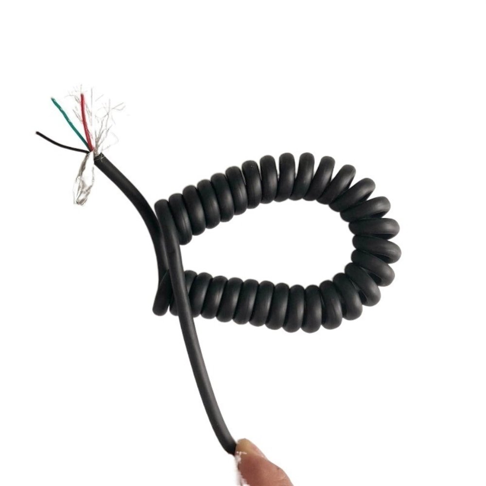 ACFFVBW Coiled Extension Cord, 6 Core 22AWG Spiral Telescopic Wire Shielded Cable Stretch 1-12 Meters Matte Surface Spring Spiral Extension(Stretch 7 Meter)