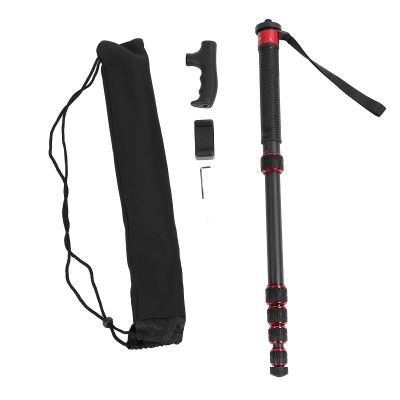 Luocute Carbon Fiber Photography Monopod, 6-Section Extendable Camera Monopod with Walking Stick Head 1/4 & 3/8 Inch Screws for DSLR Action Camera