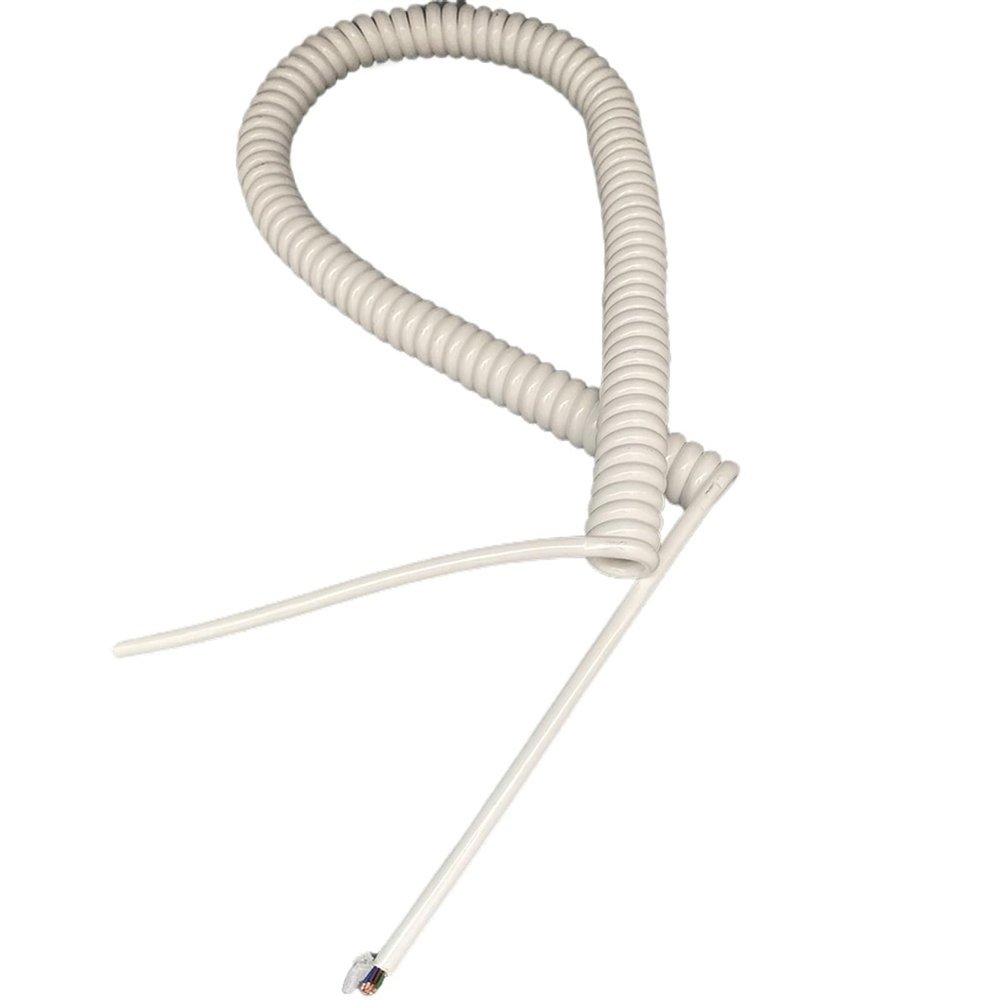 ACFFVBW Coiled Extension Cord, 4 Core 24AWG 0.2mm2 White Signal Spring Wire High Elastic Telescopic Spiral Cable Spiral Extension(Stretch 6 Meter)