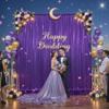 10x10ft Purple Backdrop Curtains Wedding Party Glitter Sequin Curtain Backdrop Fabric Shimmer Drapes Backdrop Bridal Baby Shower Birthday Christmas Photoshoot Background Photography 5x10FT2 Panels view 3