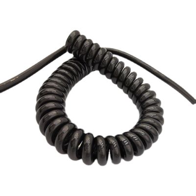 ACFFVBW Coiled Extension Cord, 2 Cores Black Expandable Power Cord Spring Telescopic Wire Spiral Cable 24AWG 20AWG 17AWG 14AWG .5-7.5 Meters Spiral Extension(2 core 17AWG,Line Length 5 Meter)