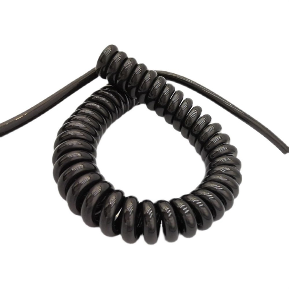 ACFFVBW Coiled Extension Cord, 2 Cores Black Expandable Power Cord Spring Telescopic Wire Spiral Cable 24AWG 20AWG 17AWG 14AWG .5-7.5 Meters Spiral Extension(2 core 17AWG,Line Length 5 Meter)