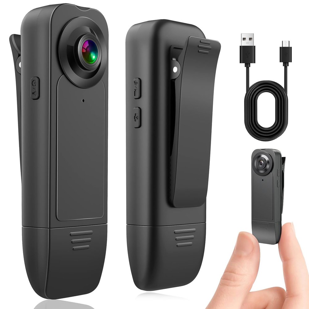 lo.baby.ve Body Camera, Mini Portable Camcorder, 1080P HD Sport Camera with Night Vision, Motion Detection, Wearable Bodycam for Policy Law Enforcement, Security Guards(SD Card Not Included)