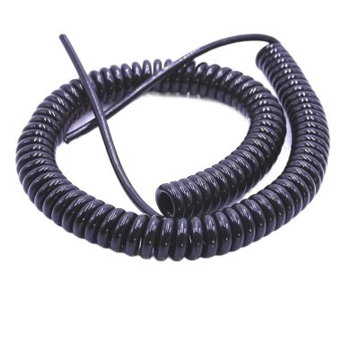 ACFFVBW Coiled Extension Cord, 1.2 Meters Black Stretchable Wire,Telescopic Power Cord, Core to 12 Spring Spiral Cable Solar sheathed(6core,20AWG 0.5mm)