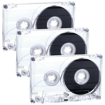 Blank Cassette Tapes 90-Min, 3 Pack Transparent For Recording, No Outer Shell, With Standard Players And Recorders Compatible
