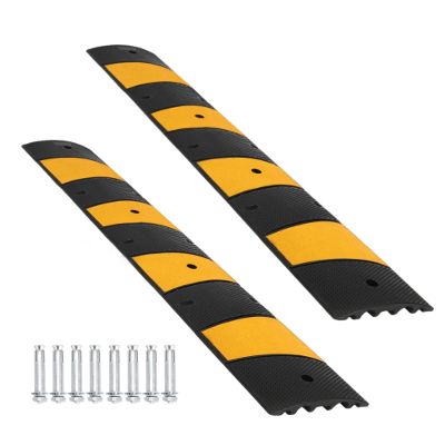 2 Pack Rubber Speed Bump, 6Ft/72 Heavy Duty 22000 Lbs Load Capacity Traffic Rubber Speed Humps, 2 Channel Cable Protector Ramp for Asphalt Concrete Gravel Driveway Road