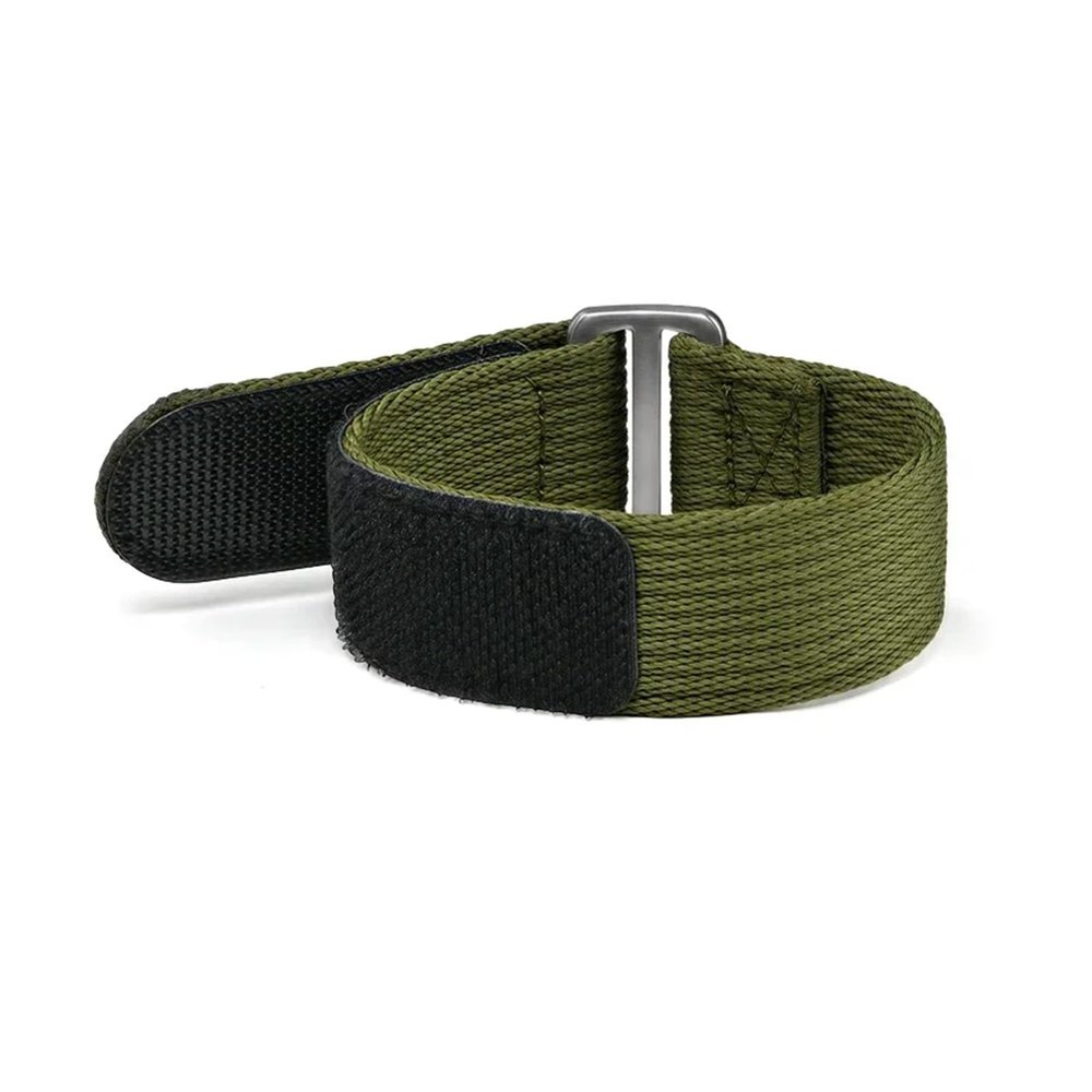 20mm 22mm Nylon Strap Hook And Loop Fastener Watch Band Men Wrist Bracelet(Army green,22MM_L 290MM)
