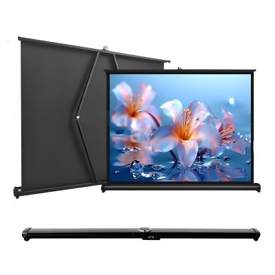 Portable Retractable Video Projection Movie Screens, 30/40/50inch, No Installation Desktop Projector Screen for School Home Theatre(50inch(16:9))