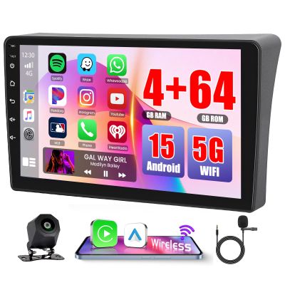 4+64G Hikity for Nissan Navara 2006-2012 Android Car Stereo, 9 Inch Touchscreen Radio Carplay/Android Auto/GPS Navigation/WiFi/Bluetooth+AHD Backup Camera