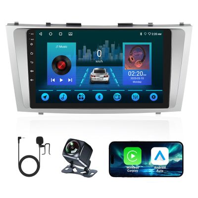 9" Android Car Stereo for Toyota Camry 2006-2011 with Wireless CarPlay/Android Auto, GPS Navigation, WiFi, Bluetooth, FM Radio, Backup Camera, Steering Wheel Control, 4G+64GB