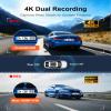 4K Dash Cam Front Rear, Dual Dash Camera for Cars Built in 5GHz/2.4GHz WiFi GPS Dashcam with G-Sensor 24H Parking Monitor Loop Recording WDR Night Vision 170 View Angle APP Control Free 64GB SD Card view 2