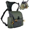 Binocular Harness Breathable Adjustable Hunting Chest Pack with Multi-Pocket Waterproof Hunting Pack for Men and Women, Army Green Chest for Rig Bino Harness view 4