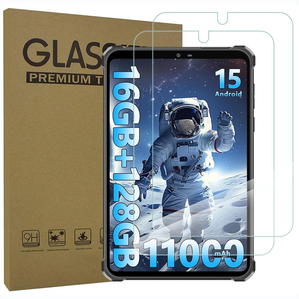 AKNICI 2-Pack Tempered Glass Screen Protector for OUKITEL RT3 Plus Rugged Android 15 Tablet 8 Inch, Ultra Clear Transparency Anti-Scratch 9H Hardness