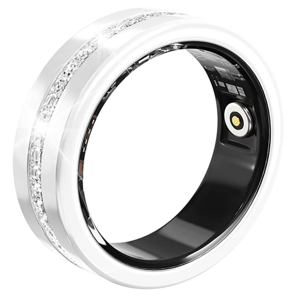 Smart Ring for Women Health Ring with 24/7 Heart Rate Monitor Sleep Tracker Multi-Sport Modes Waterproof Remote Camera Period Tracking Fitness Tracker Diamond-Accented Fashion iOS Android Phones