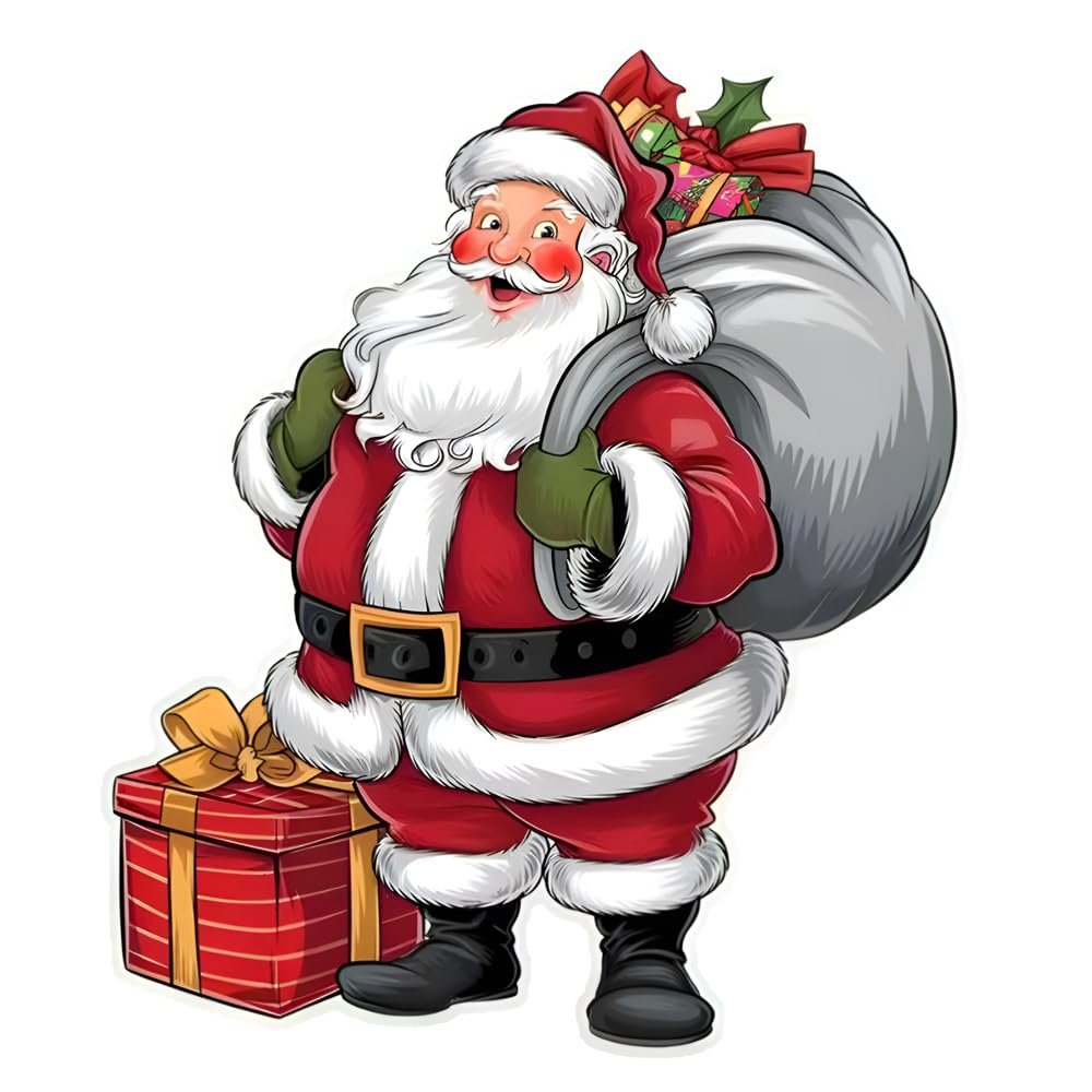 1-Pack Santa Claus Wall Decal Sticker, Removable Vinyl Holiday Decoration for Windows, Doors, Home, Living Room, Kids Room, Festive Dcor d062