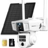 4G Cellular Security Camera, 4K Wireless Outdoor Solar Cam 3 Lens, LTE or WiFi 2 Mode, 10x Optical Zoom, 360 PTZ AI Tracking, Local Storage & 64G SD Card Included, 12000mAh 9W Bullet-PTZ Cam view 1