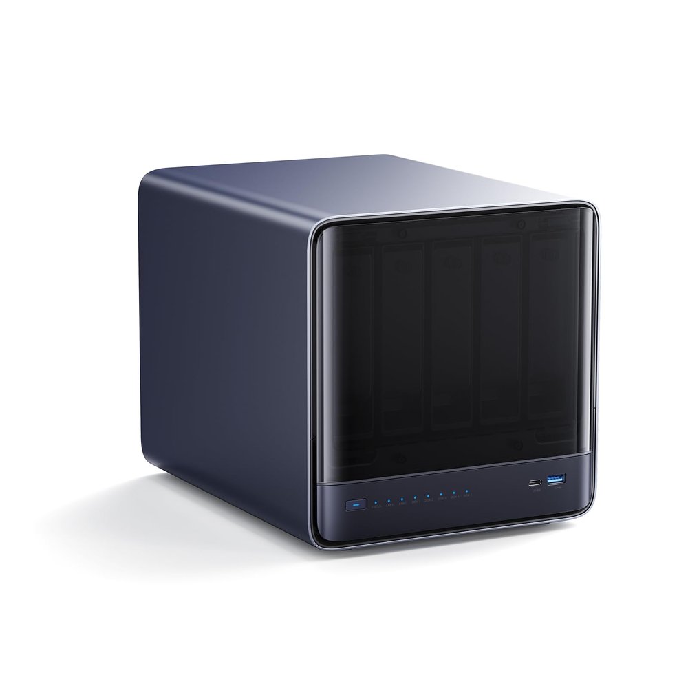 MINISFORUM N5 Pro AI NAS with AMD Ryzen AI 9 HX Pro 370, 2x SODIMM DDR5-5600MHz Slot(ECC Support), 128GB SSD, 1xHDMI+2xUSB4 Outputs, 5x HDD Slot, M.2 2230/2280/22110/U.2 slots, 5GbE+10GbE Lan Port NAS