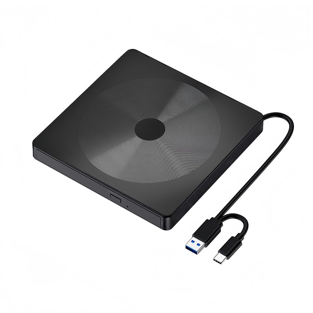 External DVD Drive USB 3.0/USB-C Portable, CD DVD Burner Writer for Laptop PC, External CD Drive Compatible with Windows 11/10/8/7, Mac OS, Linux Desktop