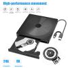 External DVD Drive USB 3.0/USB-C Portable, CD DVD Burner Writer for Laptop PC, External CD Drive Compatible with Windows 11/10/8/7, Mac OS, Linux Desktop view 2