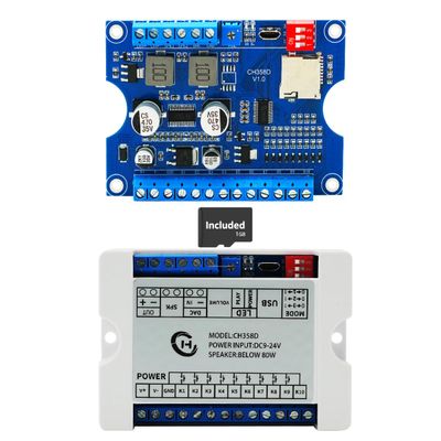 Voice Playback Module with 1GB Card,80W Low Lever Trigger DC 9-24V CH358D Chip Support USB Download, MP3 Hardware Decoding,10-Way Button One-to-One,8 Combined Voice Board for Industry Broadcast.